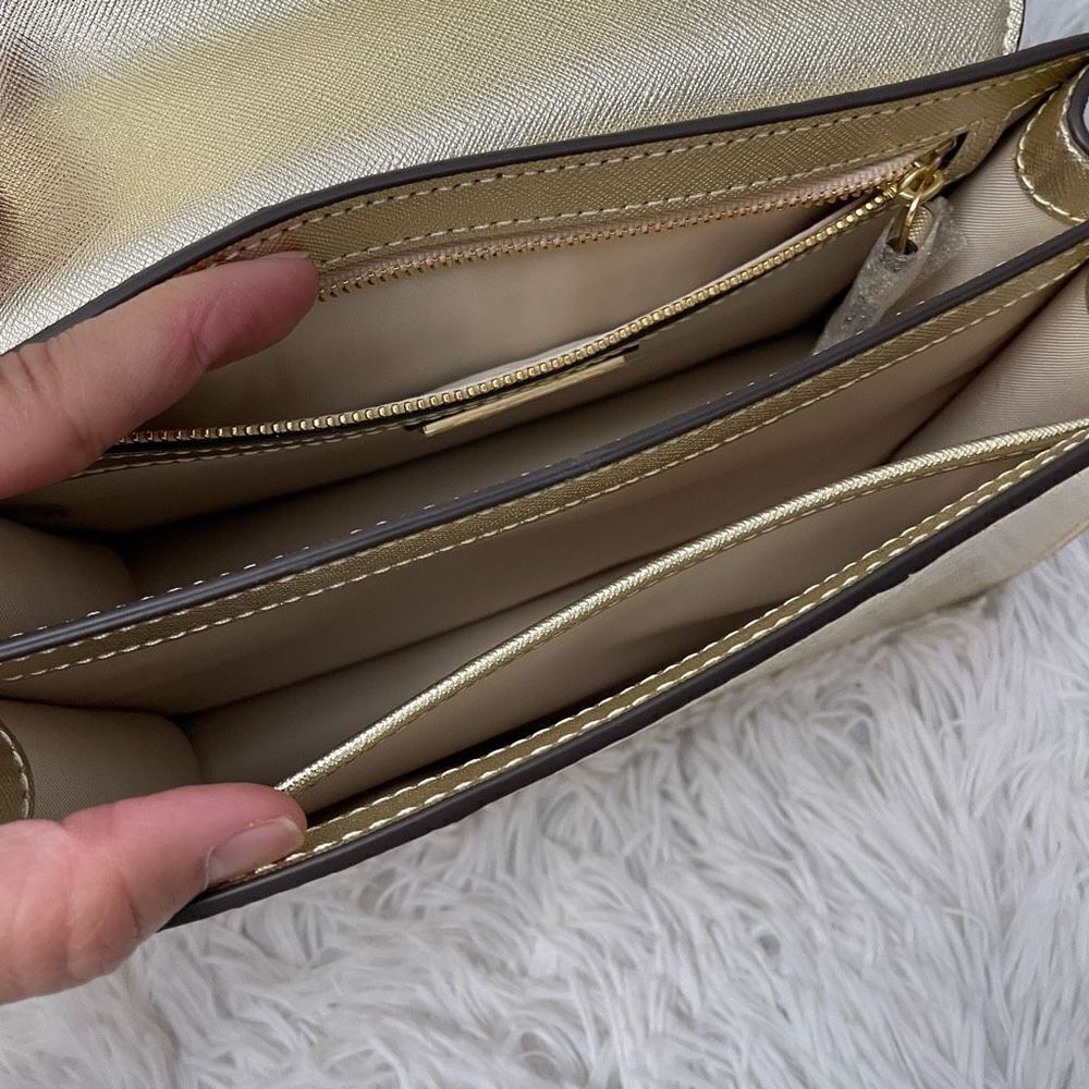 TORY BURCH Gold Leather Python Embossed‎ Shoulder… - image 7